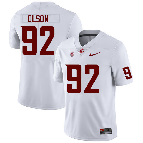 Men #92 Trenton Olson Washington State Cougars College Football Jerseys Sale-White - Click Image to Close